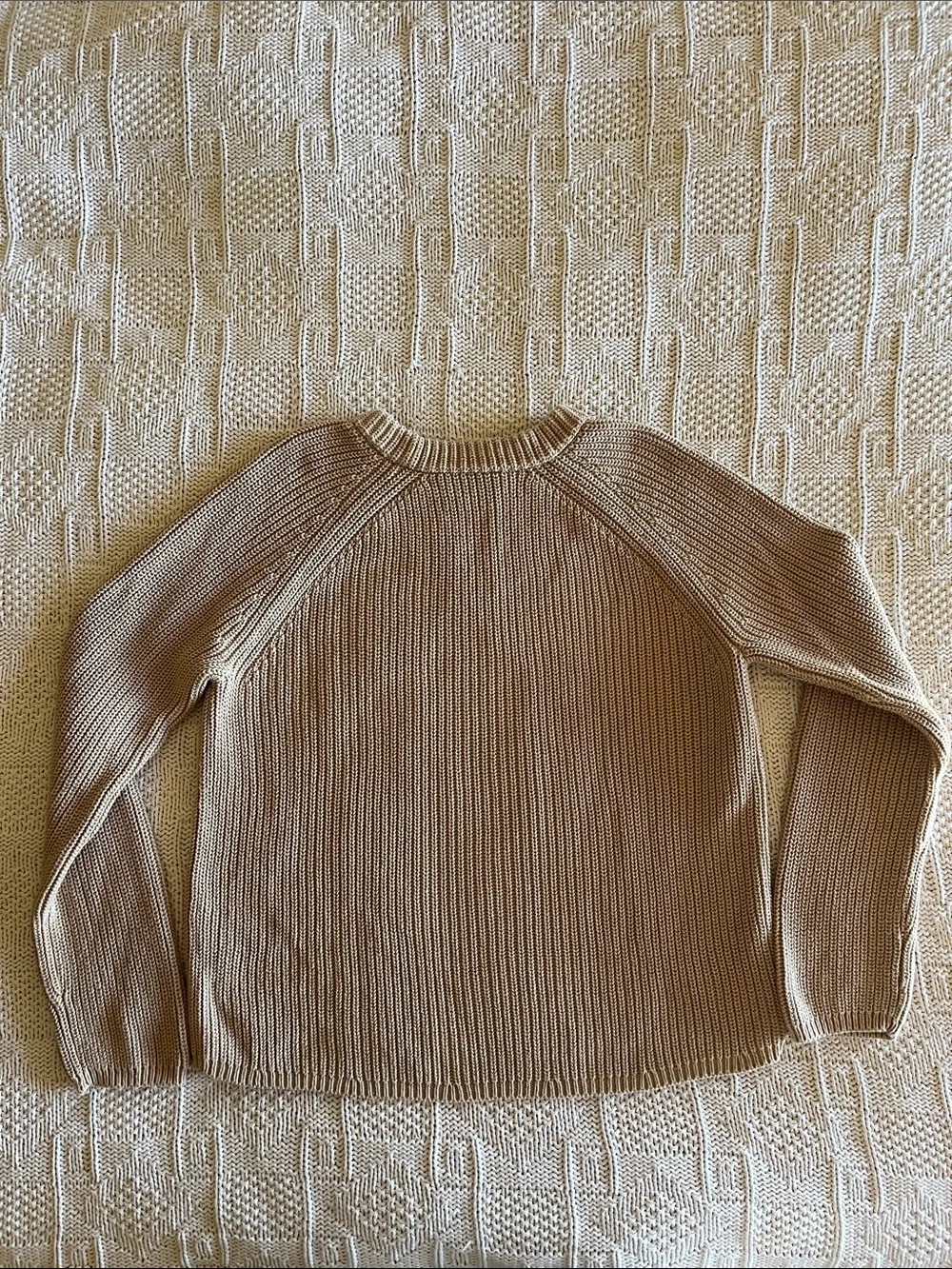 Jenni Kayne Cotton Fisherman Sweater in Oatmeal Sz M - Picture 10 of 11